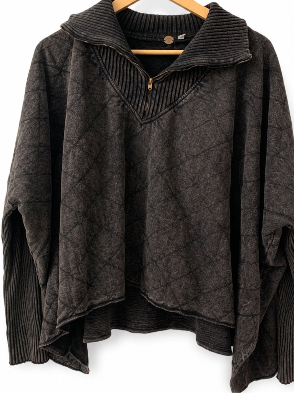 Free People  Oversized Shiloh  Quilted - Boxy sweatshirt ribbed sleeves SP
